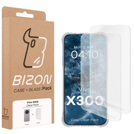 Elastyczne etui + 2x folia na ekran Bizon Case Clear Pack do Vivo X300
