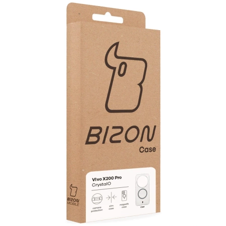 Etui z pierścieniem magnetycznym Bizon Case CrystalO do Vivo X200 Pro, przezroczyste