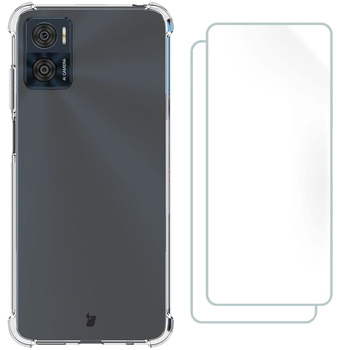 Etui + 2x folia Bizon Case Clear Pack do Motorola Moto E22 / E22i, przezroczyste