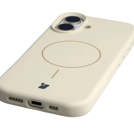 Silikonowe etui z pierścieniem magnetycznym Bizon Soft Case Magnetic do iPhone 17, écru