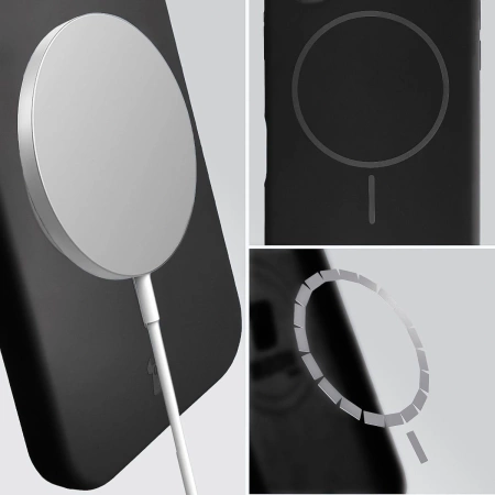 Silikonowe etui z pierścieniem magnetycznym Bizon Soft Case Magnetic do iPhone 14/13, czarne