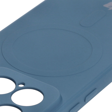 Silikonowe etui z pierścieniem magnetycznym Bizon Case Silicone Magnetic Sq do Xiaomi 15, granatowe