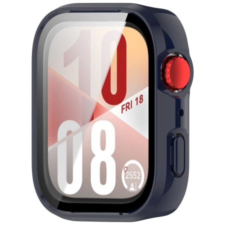 Etui ze szkłem do zegarka Bizon Case+Glass Watch do Huawei Watch Fit 4, niebieskie