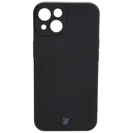 Etui silikonowe z pierścieniem magnetycznym Bizon Case Silicone Magnetic do iPhone 14, czarne