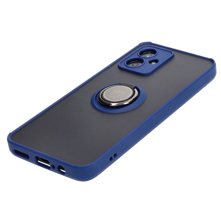 Etui z uchwytem na palec Bizon Case Hybrid Ring do Motorola Moto G54 5G/G54 Power, przydymione z granatową ramką