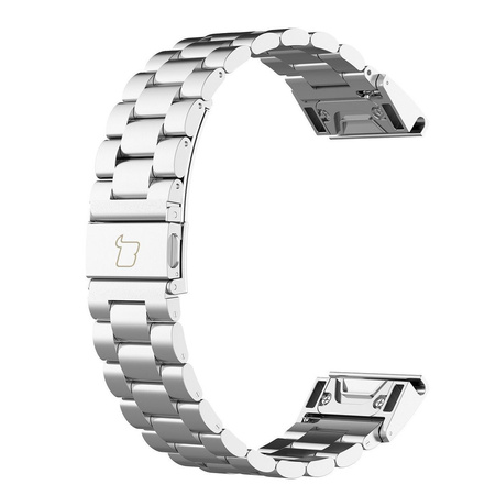 Pasek ze stali nierdzewnej do smartwatcha, Bizon Strap Watch Aura, QuickFit 22 mm, srebrny
