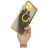 Etui z uchwytem na palec Bizon Case Hybrid Ring do Xiaomi Redmi A1, przydymione z żółtą ramką