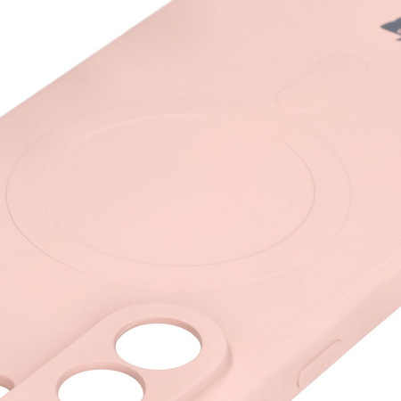 Silikonowe etui z pierścieniem magnetycznym Bizon Case Silicone Magnetic Sq do Galaxy A56 5G, jasnoróżowe