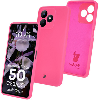 Silikonowe etui Bizon Soft Case do Realme Note 50 / Realme C53 / C51, neonowo-różowe