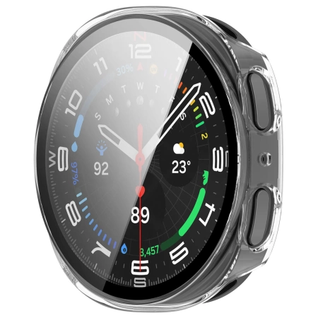 Etui ze szkłem do zegarka Bizon Case+Glass Watch do Samsung Galaxy Watch 8 40 mm, przeźroczyste