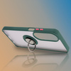 Etui z uchwytem na palec Bizon Case Hybrid Ring do Oppo A60 4G, przydymione z ciemnozieloną ramką