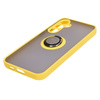 Etui z uchwytem na palec Bizon Case Hybrid Ring do Galaxy S23 FE, przydymione z żółtą ramką