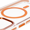 Etui z pierścieniem magnetycznym Bizon Case Marco do iPhone 15 Pro Max, przezroczyste z pomarańczową ramką