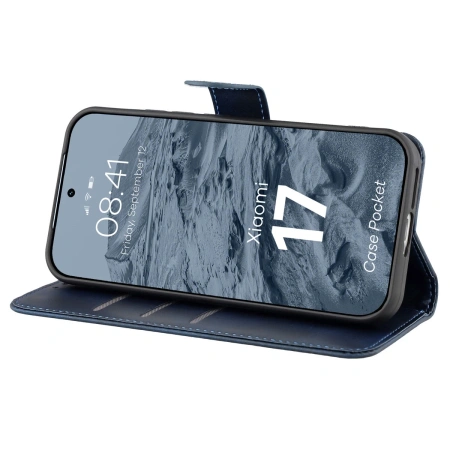 Etui z klapką Bizon Case Pocket do Xiaomi 17, granatowe