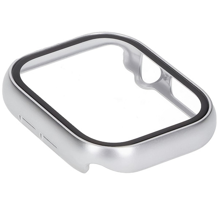 Etui ze szkłem do zegarka Bizon Case+Glass Watch do Apple Watch 11 / 10 (46mm), srebrne