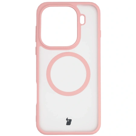 Etui z pierścieniem magnetycznym Bizon Case MatteO do Oppo Find X9 Pro, przydymione-jasnoróżowe