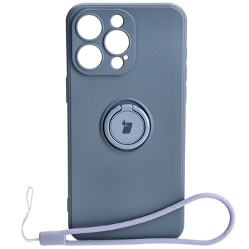 Etui Bizon Case Silicone Ring Sq do iPhone 15 Pro Max, szare