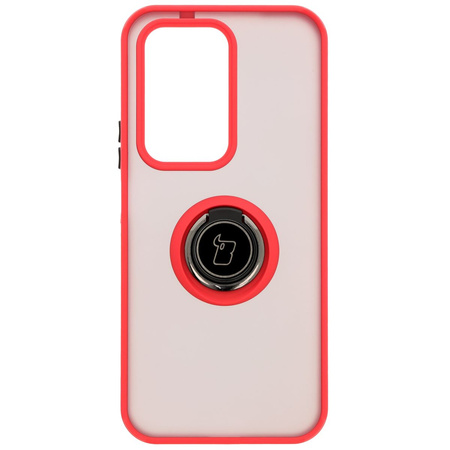 Etui z uchwytem na palec Bizon Case Hybrid Ring do Honor 200 Lite, przydymione z czerwoną ramką