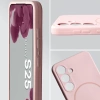 Silikonowe etui z pierścieniem magnetycznym Bizon Soft Case Magnetic do Galaxy S25, jasnoróżowe