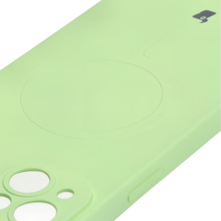 Etui silikonowe z pierścieniem magnetycznym Bizon Case Silicone Magnetic do iPhone 14 Plus, jasnozielone