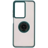 Etui z uchwytem na palec Bizon Case Hybrid Ring do Realme C75 4G / 14x 5G, przydymione z ciemnozieloną ramką