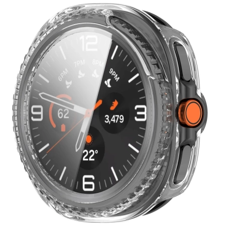 Etui ze szkłem do zegarka Bizon Case+Glass Watch do Samsung Galaxy Watch 8 Classic 46 mm, przezroczyste