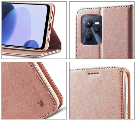 Etui Bizon Case Wallet do Realme C35, jasnoróżowe