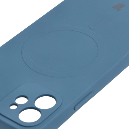 Etui silikonowe z pierścieniem magnetycznym Bizon Case Silicone Magnetic do iPhone 12, granatowe