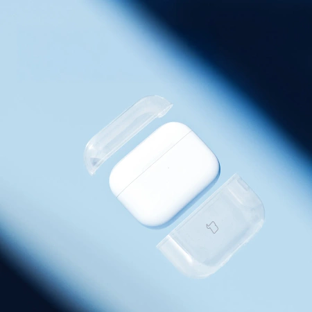Elastyczne etui z karabińczykiem Bizon Case Headphone Clear do AirPods Pro 3, przeźroczysto-brokatowe