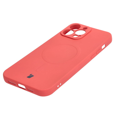 Etui silikonowe z pierścieniem magnetycznym Bizon Case Silicone Magnetic do iPhone 13 Pro Max, brudnoróżowe