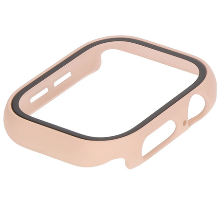 Etui ze szkłem do zegarka Bizon Case+Glass Watch do Apple Watch 11 / 10 (46mm), różowe