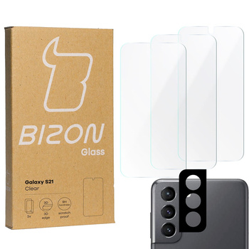Szkło hartowane Bizon Glass Clear - 3 szt. + obiektyw, Galaxy S21 5G