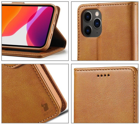 Etui Bizon Case Wallet do iPhone 12 Pro Max, jasnobrązowe