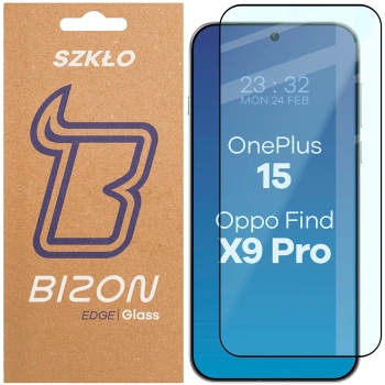 Szkło hartowane Bizon Glass Edge 2 do Oppo Find X9 Pro / OnePlus 15, czarna ramka