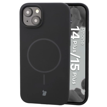 Silikonowe etui z pierścieniem magnetycznym Bizon Soft Case Magnetic do iPhone 15 Plus/14 Plus, czarne