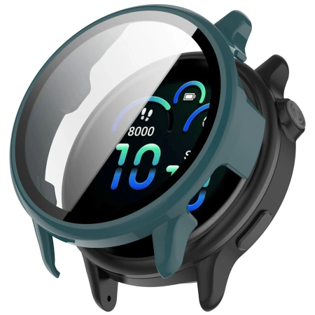 Etui ze szkłem do zegarka Bizon Case+Glass Watch do Garmin Vivoactive 6, zielone