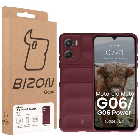 Pancerne etui Bizon Case Tur do Motorola Moto G06 4G / G06 Power 4, burgundowe