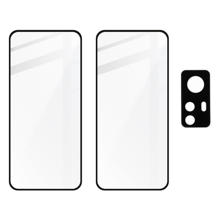 2x Szkło + szybka na aparat Bizon Edge 3D Pack do  Xiaomi 12 / 12X
