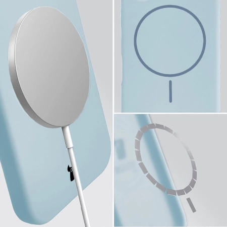 Silikonowe etui z pierścieniem magnetycznym Bizon Soft Case Magnetic do Galaxy S25, błękitne