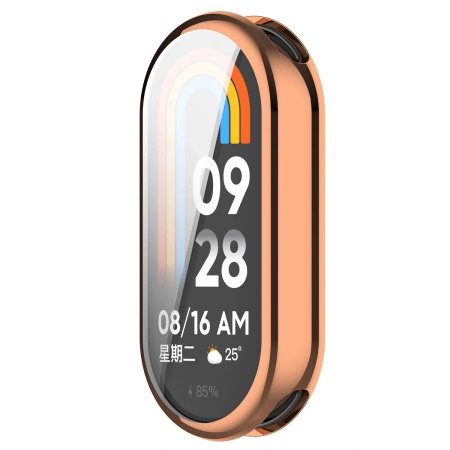 Etui z osłoną ekranu Bizon Case Watch Felipe do Xiaomi Smart Band 10, różowozłote