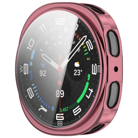 Etui z osłoną ekranu Bizon Case Watch Felipe do Galaxy Watch 8 40 mm, różowe
