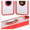 Etui z uchwytem na palec Bizon Case Hybrid Ring do Xiaomi Redmi Note 14 5G, przydymione z czerwoną ramką