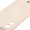 Etui silikonowe z pierścieniem magnetycznym Bizon Case Silicone Magnetic do iPhone 12, beżowe