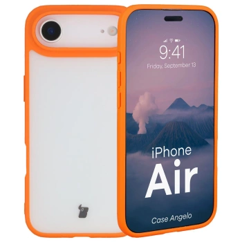 Etui Bizon Case Angelo do iPhone Air, półprzezroczyste z pomarańczową ramką