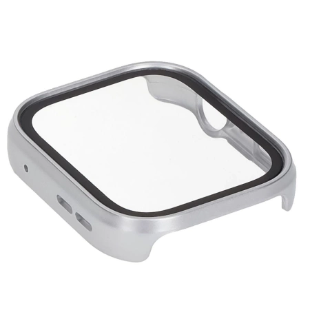 Etui ze szkłem do zegarka Bizon Case+Glass Watch do Huawei Watch Fit 4, satynowo srebrne