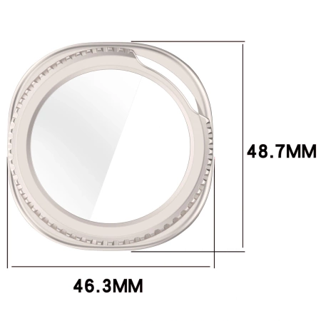 Etui ze szkłem do zegarka Bizon Case+Glass Watch do Samsung Galaxy Watch 8 Classic 46 mm, szampańskie