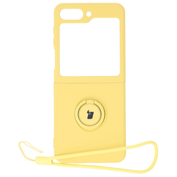 Etui Bizon Case Silicone Ring Sq do Samsung Galaxy Z Flip5, żółte