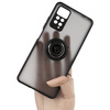Etui z uchwytem na palec Bizon Case Hybrid Ring do Xiaomi Redmi Note 11 Pro / Pro 5G, przydymione z czarną ramką