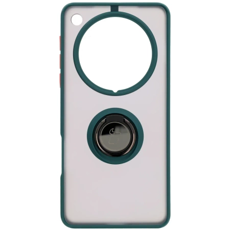 Etui z uchwytem na palec Bizon Case Hybrid Ring do Oppo Find X8 Pro, przydymione z ciemnozieloną ramką