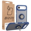 Etui z uchwytem na palec Bizon Case Hybrid Ring do iPhone Air, przydymione z granatową ramką